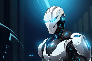 Futuristic AI Robot in Neon Cybercity