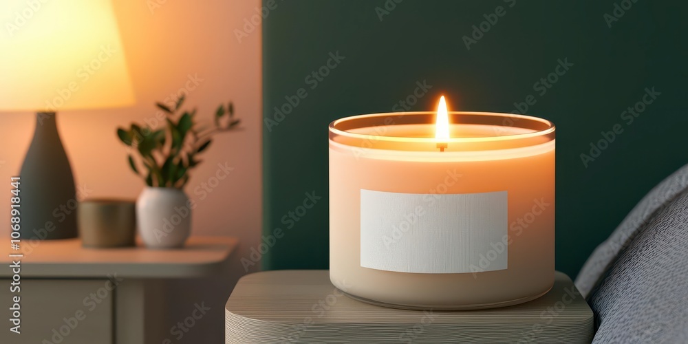Poster create a stunning mockup of a minimal candle jar on a bedside table to enhance your product presenta