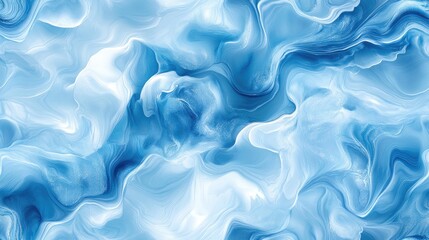 Obraz premium Seamless blue alcohol ink wash texture on white background liquid paint flow with cartoon ethereal effect