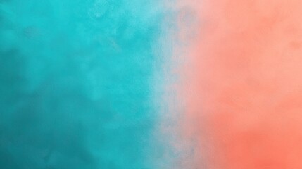 Fototapeta premium Abstract pastel background with turquoise and pink brushstrokes blending smoothly in the center, creating a soft and artistic texture.