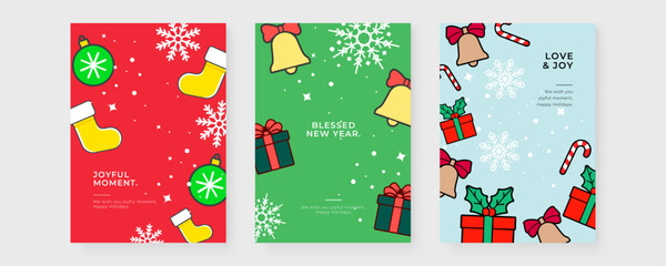 Fototapeta premium Festive Christmas Cards Featuring Modern Art Design