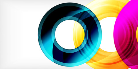 Obraz premium Bright colorful circles with light effects. Abstract background