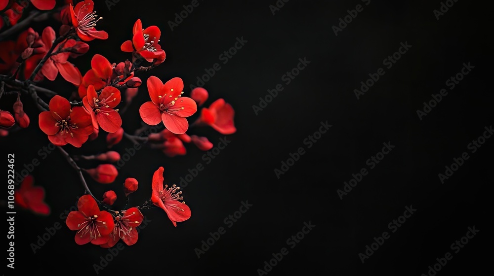 Poster vibrant red bokeh creates a striking contrast against a black background, adding depth and texture t