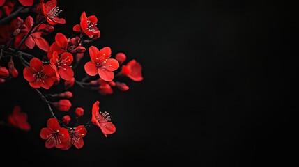 Vibrant red bokeh creates a striking contrast against a black background, adding depth and texture to the image. The vibrant red bokeh enhances visual interest and offers ample copy space.