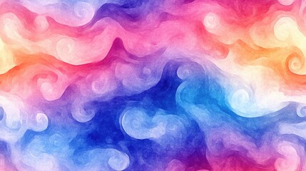 Obraz premium Seamless watercolor wavy pattern with cold neon swirls and vibrant pastel gradients perfect for dynamic background designs
