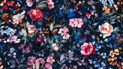 Seamless watercolor wedding pattern featuring beautiful floral compositions ideal for invitations and decor