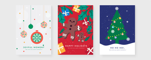 Fototapeta premium Joyful Holiday Greeting Cards with Christmas Themes