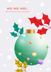 Colorful Christmas Tree Design With Festive Typography Art. Perfect for festive greeting cards, holiday decor, and seasonal designs.