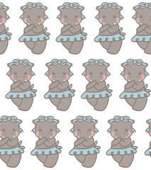 Playful seamless Pygmy Hippo in ballet suite