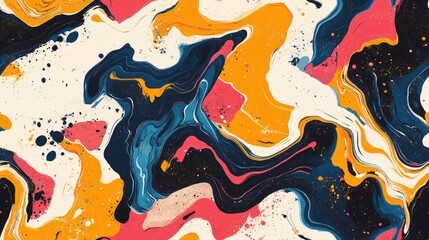 Seamless liquid marble texture pattern in vibrant colors perfect for backgrounds and textile designs