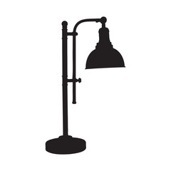 Adjustable Rustic Desk Lamp Silhouette Vector Illustration