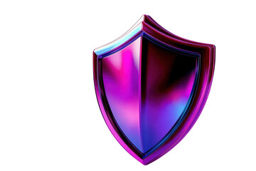 Stylized shield symbol representing protection and security in a vibrant, eye-catching design with purple hues on white background, PNG transparent.
