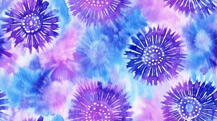 Lavender and mint seamless pattern featuring watercolor batik and tie dye designs perfect for textile and wallpaper applications
