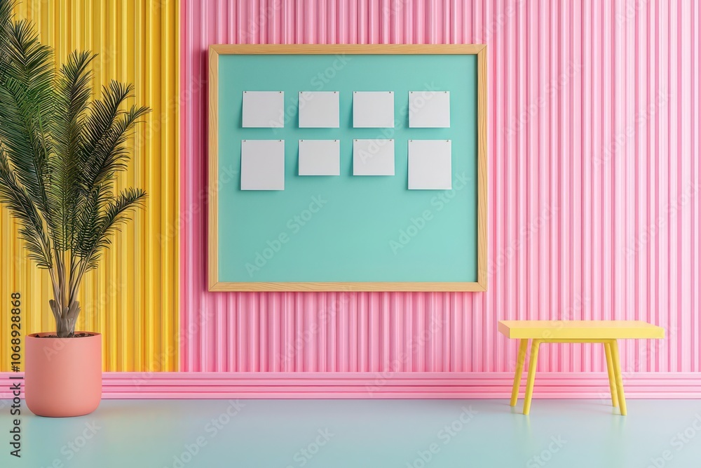 Poster create a minimalist mockup frame for your bulletin board with empty notes to enhance your space
