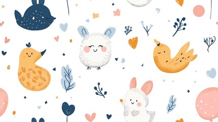 Seamless pattern featuring adorable illustrations of baby shower themes for boys and girls perfect for invitations and decorations