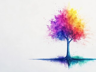 Watercolor image of a vibrant tree rooted in mindfulness and mental strength, supporting the world around it