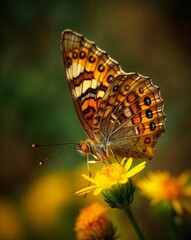 Obraz premium macro photograph of butterfly on a yellow flower