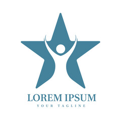 Uplifting Human Figure with Star Shape Ideal for Education, Achievement, Wellness, and Personal Growth Brand Identity