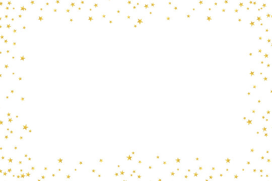 Rectangle gold stars luxury border frame isolated on transparent Background. Golden stars border shape. Mockup, template. Holiday, party, festive decoration design elements. PNG
