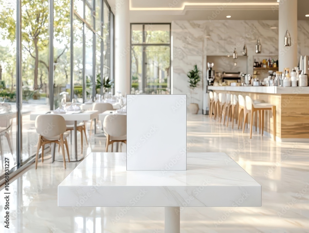 Poster create a minimal mockup frame for a restaurant table featuring a blank menu display