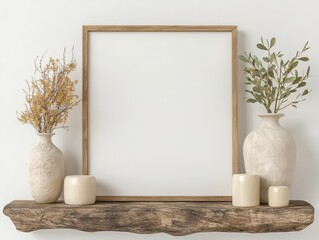 Create a minimalist botanical decor look with a mockup frame for stylish interiors