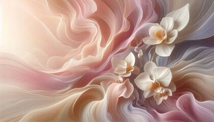 Flowing pink orchid tones floral pattern background 