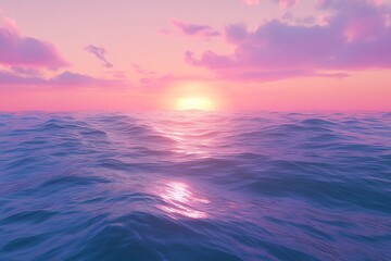 Obraz premium Océan sous un ciel rose de coucher de soleil..