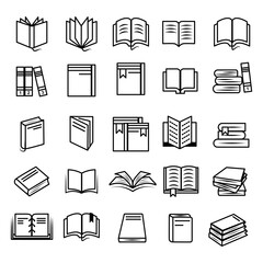 set of books icon with transparent background 