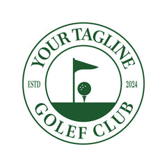 Green Emblem with Flag and Golf Ball Perfect for Golf Clubs, Sports Associations, and Tournament Branding