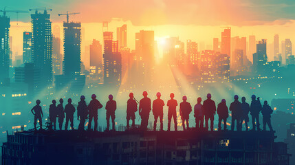 people standing in the city Generated AI 