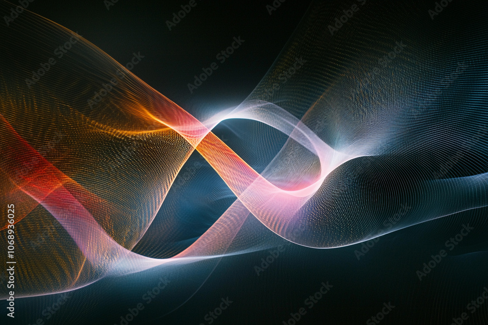 Poster colorful wave patterns with intricate textures in dark background