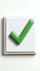 Green check mark on white background, symbolizing approval and success