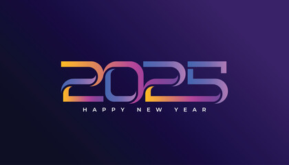 Happy New Year 2025 with the creative concept of number combination. Creative Gradient art banner.