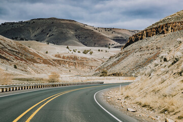 Scenic Winding Road Through Oregon High Desert Landscape