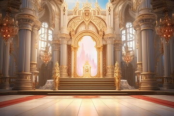 Majestic Royal Throne Room in Fantasy Palace