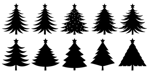 10 Silhouette Christmas Tree Vector, Silhouette Christmas Tree Vector,  Christmas Tree Silhouette Vector