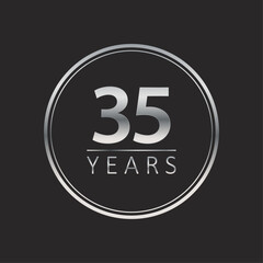 35 years for celebration events, anniversary, commemorative date. silver years logo badge
