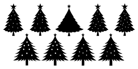 10 Silhouette Christmas Tree Vector, Silhouette Christmas Tree Vector,  Christmas Tree Silhouette Vector