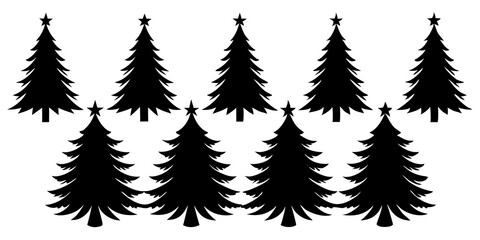 Obraz premium 10 Silhouette Christmas Tree Vector, Silhouette Christmas Tree Vector, Christmas Tree Silhouette Vector
