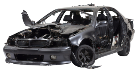 PNG Black crashed car vehicle broken white background
