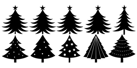 Obraz premium 10 Silhouette Christmas Tree Vector, Silhouette Christmas Tree Vector, Christmas Tree Silhouette Vector