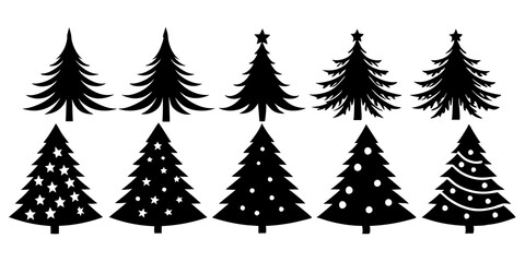 Fototapeta premium 10 Silhouette Christmas Tree Vector, Silhouette Christmas Tree Vector, Christmas Tree Silhouette Vector