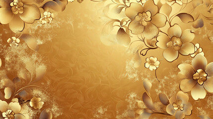 Golden blooming petals on a white golden background
