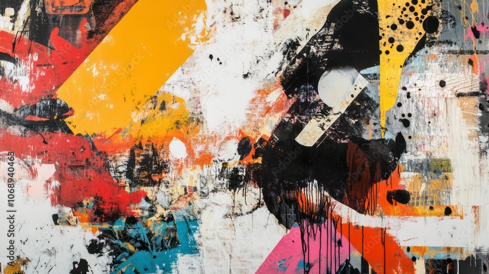 Poster Abstract artwork featuring bold colors and dynamic shapes, evoking emotion and movement.