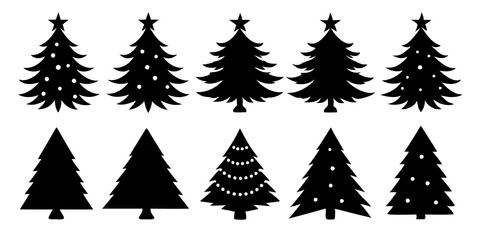 Fototapeta premium 10 Silhouette Christmas Tree Vector, Silhouette Christmas Tree Vector, Christmas Tree Silhouette Vector