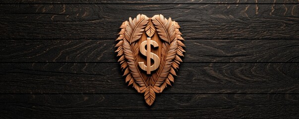 The symbolism of a traditional shield featuring a carved dollar sign representing wealth and protection