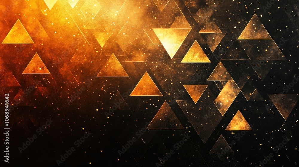 Leinwandbilder abstract geometric background composed of golden triangles, creating a dynamic visual effect. the go