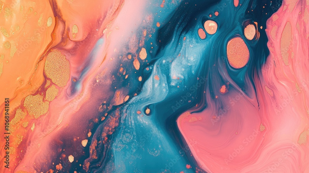 Poster mesmerizing fluid art background created using solvent ink, capturing waves of colors in an extreme 