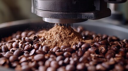 Grinding fresh coffee beans to create a rich and aromatic brew in a cozy kitchen