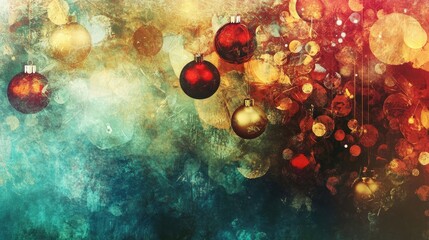 Artsy abstract background with Christmas decorations creates a vibrant and festive atmosphere, perfect for holiday-themed projects. Ideal for incorporating into creative designs.